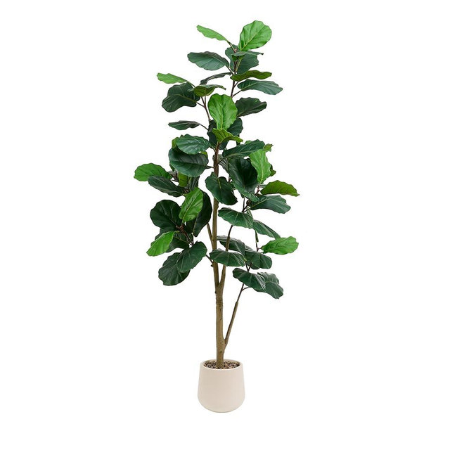 Artificial Fiddle Leaf Fig Tree 5FT, Large Realistic Faux Ficus Lyrata Plant with Pot Large Faux Plant for Indoor Outdoor Home, Office, Living Room, Bathroom Decor