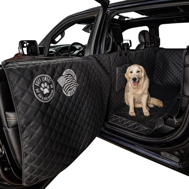 Ruff Liners XL Floor Cover, 2025 Black – Fits Full‑Size Crew Cab Trucks with Fold‑Up Seats – Waterproof, Heavy-Duty, Non‑Slip, & Machine-Safe – Scratch-Resistant XL Dog Hammock for Truck