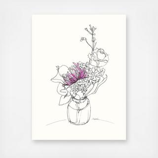 Black and White with Pink Mum Wall Art