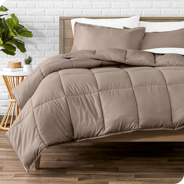 Bare Home Comforter Set - King/California King Size - Ultra-Soft - Goose Down Alternative - Premium 1800 Series - All Season Warmth (King/Cal King, Taupe)