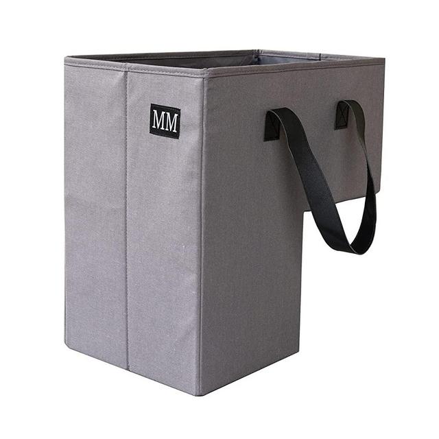 Modern Matrix Stairs Basket for Organization/Storage, 16" Firm Canvas, Leather Handles, Stairway Tote and Cache for Carpeted & Hardwood Steps