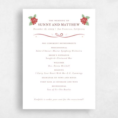 Red Standard Wedding Program - Campanule
