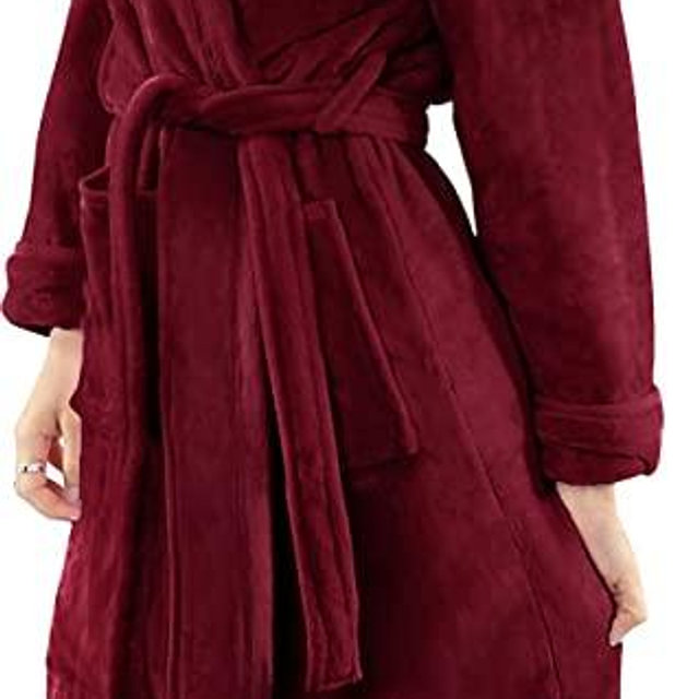 NY Threads Womens Fleece Bathrobe - Shawl Collar Soft Plush Spa Robe