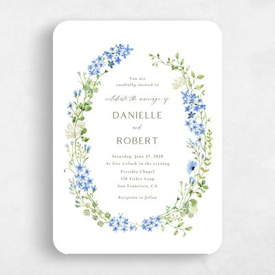 Blue Rounded Wedding Invitation - Rydal Classic