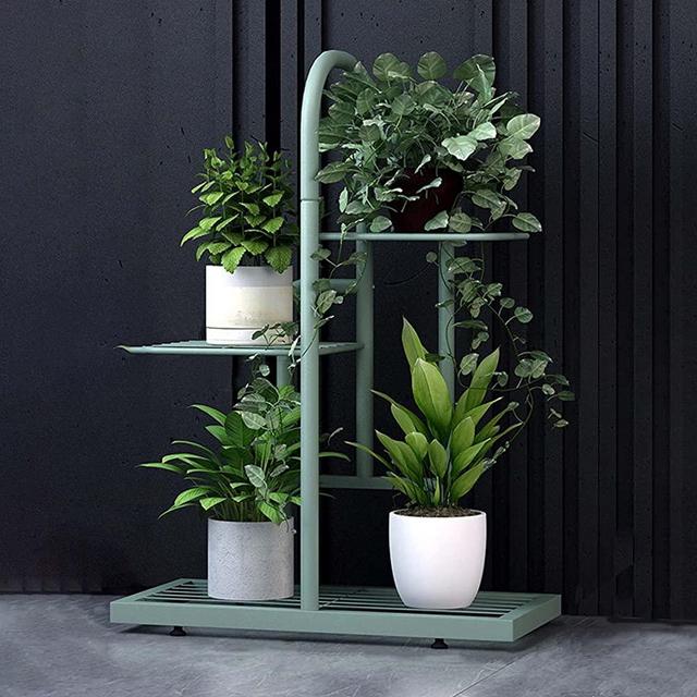 Metal Plant Stands, Anti-Rust Iron Flower Pot Stand, Potted Plant Rack, Decoration Racks for Home Indoor and Outdoor, 3 Floors, Dark Green