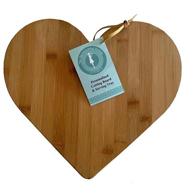 Heart Shaped Cutting Board Full Size 12" x 13" for Valentines Day, Wedding, Anniversary, Engagement, Birthday, Valentine's Day Gift Cheese Tray, Cheese Board Bamboo Wood