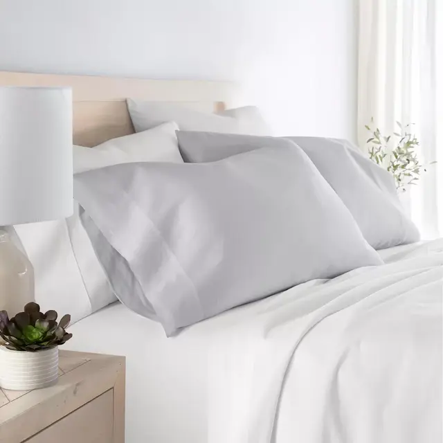 100% Cotton 300TC Pillowcases - Set of 2 - Becky Cameron, Light Gray, Standard