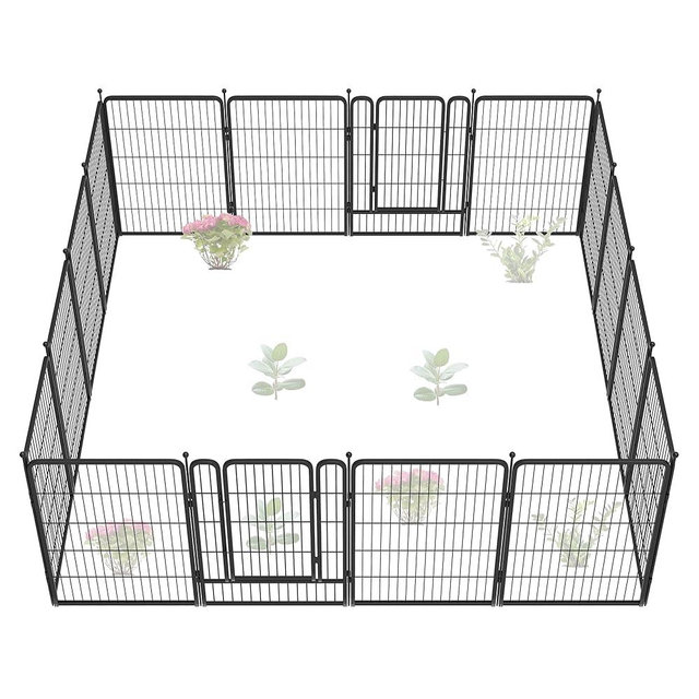 FXW Garden Fence, Decorative Dog Fence Outdoor for The Yard – Heavy Duty Metal Animal Barrier for Dog and Rabbit, Easy Setup, 40in(H) x 36.0ft(L), 16 Panels, Black