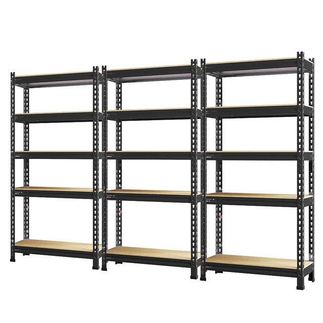 PrimeZone Storage Shelves 3 Pack 5 Tier Adjustable Garage Storage Shelving, Heavy Duty Metal Storage Utility Rack Shelf Unit for Warehouse Pantry Closet Kitchen, Black
