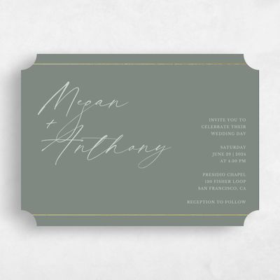 Green Ticket Wedding Invitation - Sheffield Landscape