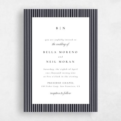 Ebony, Black Wedding Invitation - Rodez Portrait