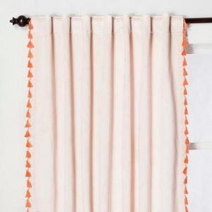 Velvet Curtain Panel with Orange Tassels Blush Pink 84" - Opalhouse™