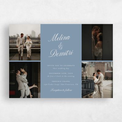 Storm Blue Wedding Invitation - Mabel Multiphoto