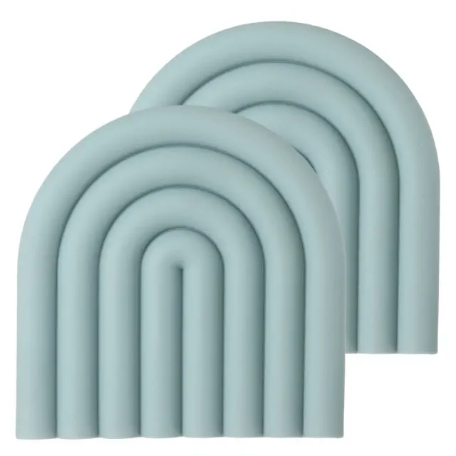 Unique Bargains U-shaped Heat Resistant Non-Slip Silicone Trivet Mat for Pots Coasters 2 Pcs Navy