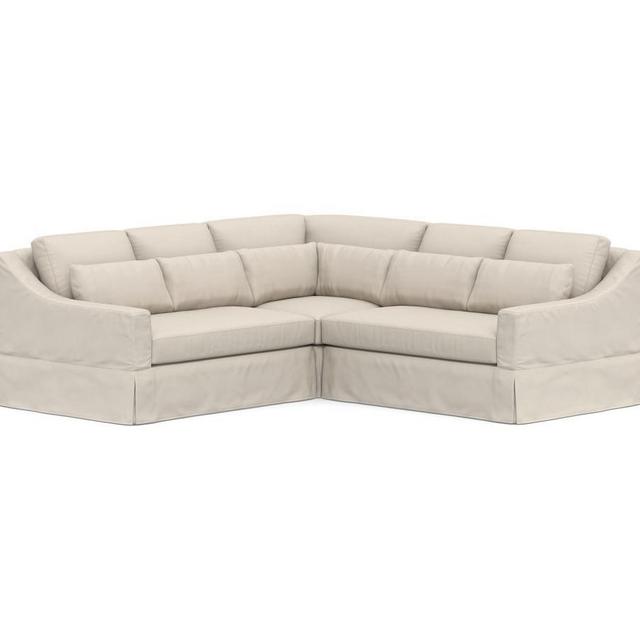 York Deep Seat Slope Arm Slipcovered 3-Piece L-Shaped Corner SCT, DB CSHN, PRF BRSHD BSKTWV Oatmeal