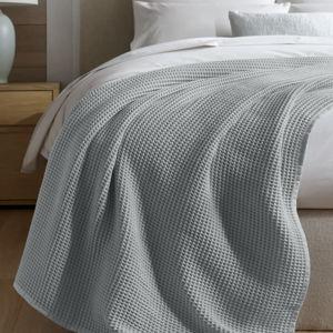 Organic Waffle Bed Blanket - Mist