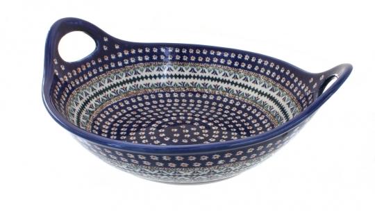 Daisy Deep Bowl with Handles - Polish Pottery