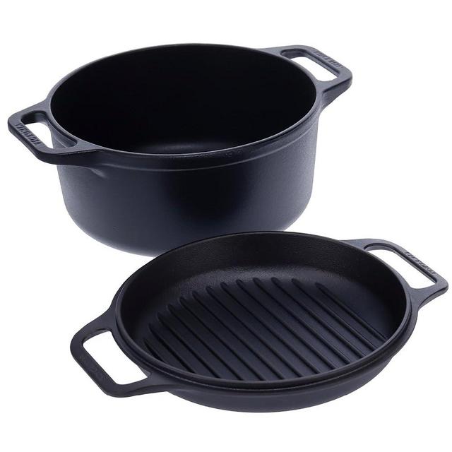 Victoria 6-Quart Cast Iron Combo Cooker, Combination Dutch Oven and Skillet, Made in Colombia, 2-Piece Set