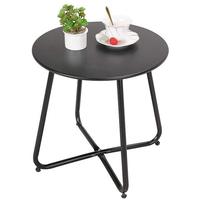 Grand patio Premium Indoor/Outdoor Round Metal Weather-Resistant Side/Accent Table for Patio, Yard, Balcony, Garden (Black)