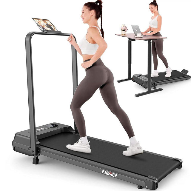 FUNMILY Upgrade Walking Pad Folding Treadmill with 12%/15% & Handle Bar, 3.5HP Foldable Under Desk Compact Treadmills for Home/Office/Gym, 400+lb Capacity, Shock Absorption