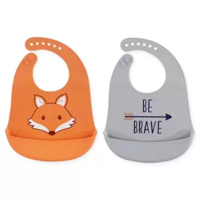 Hudson Baby® 2-Pack Fox Silicone Bibs