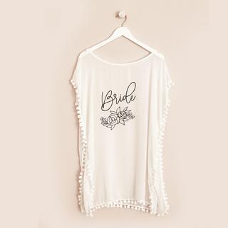 Floral Silhouette Bride Swim Cover
