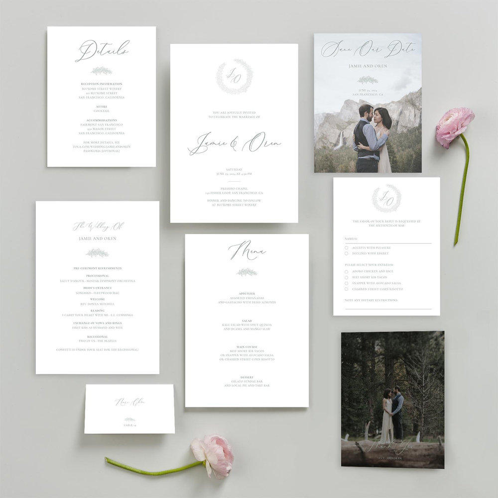 Mathias Portrait | Rich Sage | Zola Wedding Invitations
