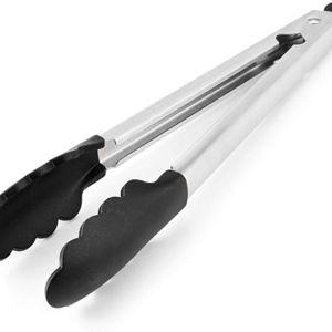 KitchenAid Silicone Tipped Stainless Steel Tongs, 12 Inch, Black