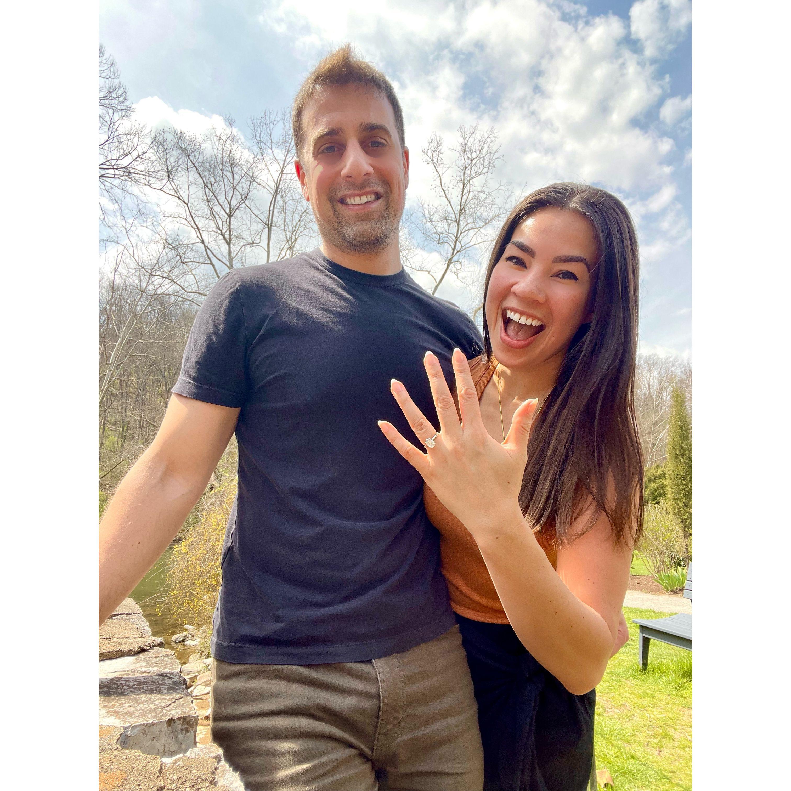 This photo was taken right after Keith proposed! We were at a serene spot by the water, nestled on the beautiful grounds of a distillery along the Kentucky Bourbon Trail. A perfect moment! :-)