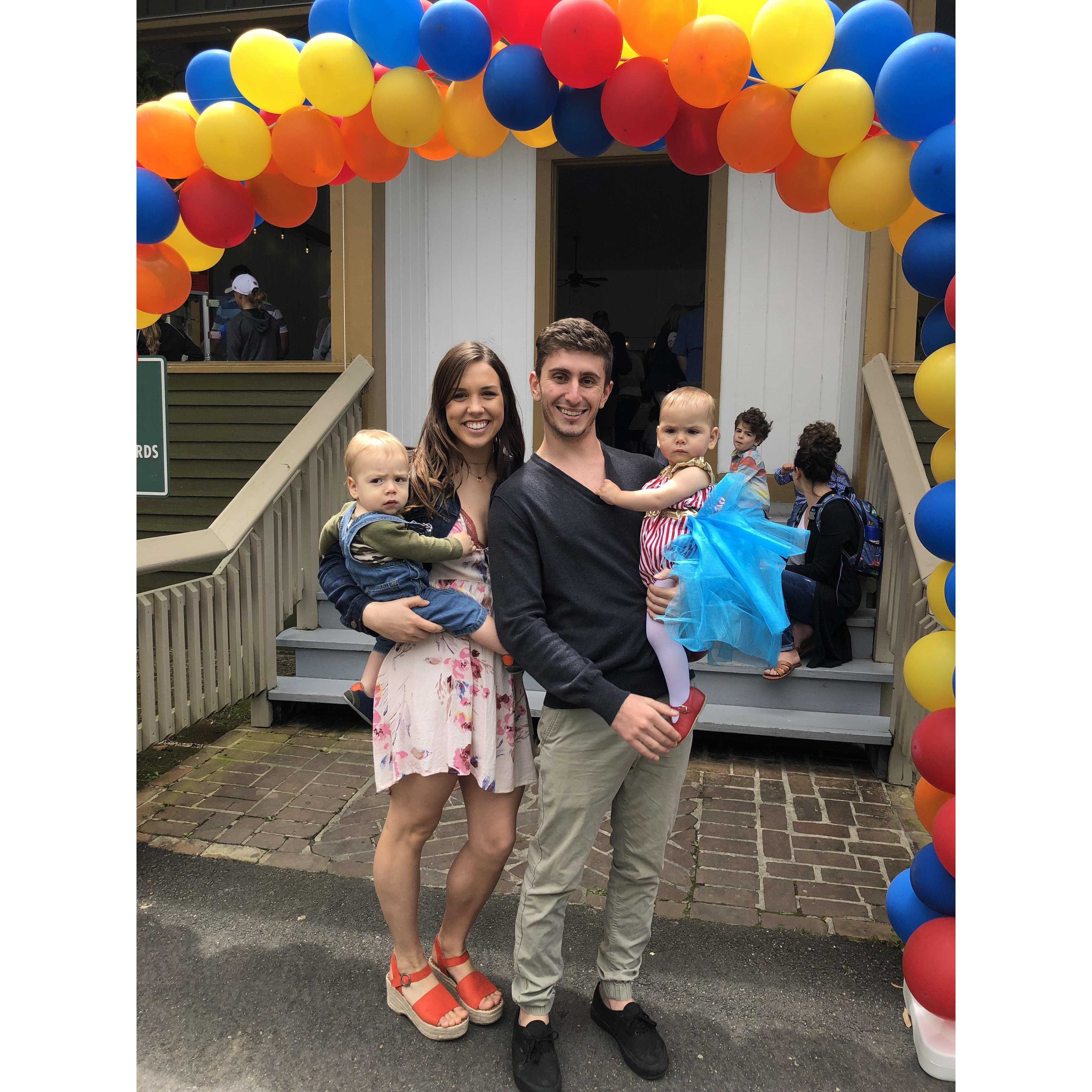 us with our best buds, Emma and Liam!