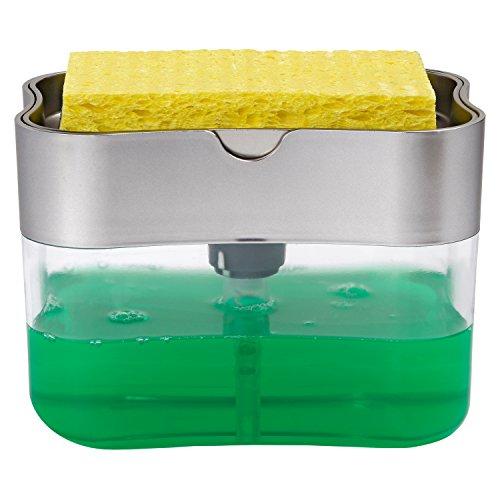 ST 592401 Soap Pump Dispenser and Sponge Holder, 13 Ounces, Silver