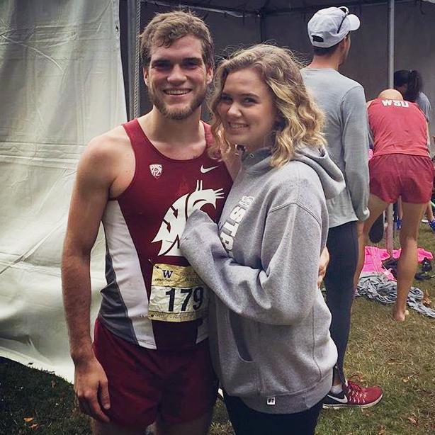 Kelsey's first time cheering Alex on at a cross country meet