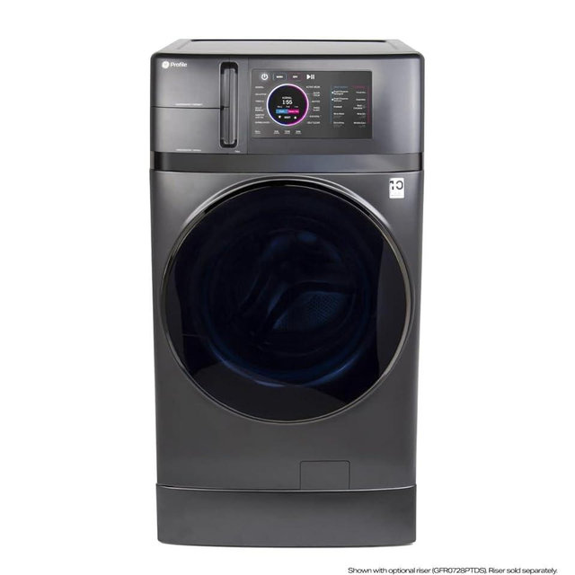 GE Profile PFQ97HSPVDS 28 Inch Smart Front Load Washer/Dryer Combo with 4.8 cu.ft. Capacity, 12 Wash Cycles, 14 Dryer Cycles, Ventless Heat Pump, EZ Access Lint Filter, SmartDispense™ & Dynamic Balancing Technology, Eco Cool™ Cycle, ADA Compliant, and ENERGY STAR® Qualified: Carbon Graphite