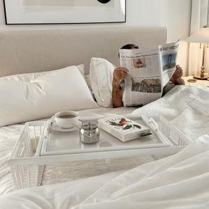 Breakfast Bed Tray with Reading Rack, White