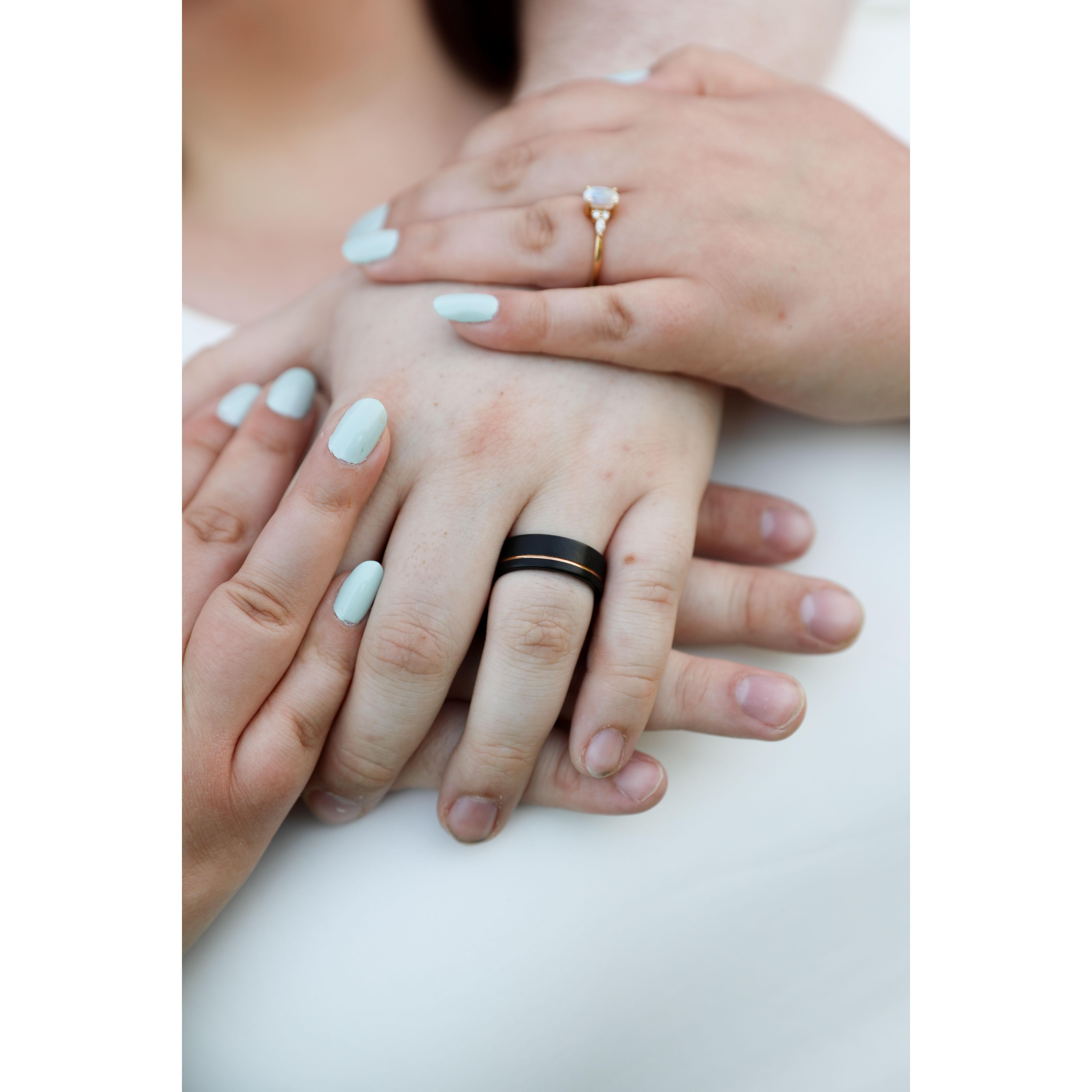 Engagement photoshoot at Sunset Ridge Lavender Farms. Photographer was Bloom Photography, LLC
