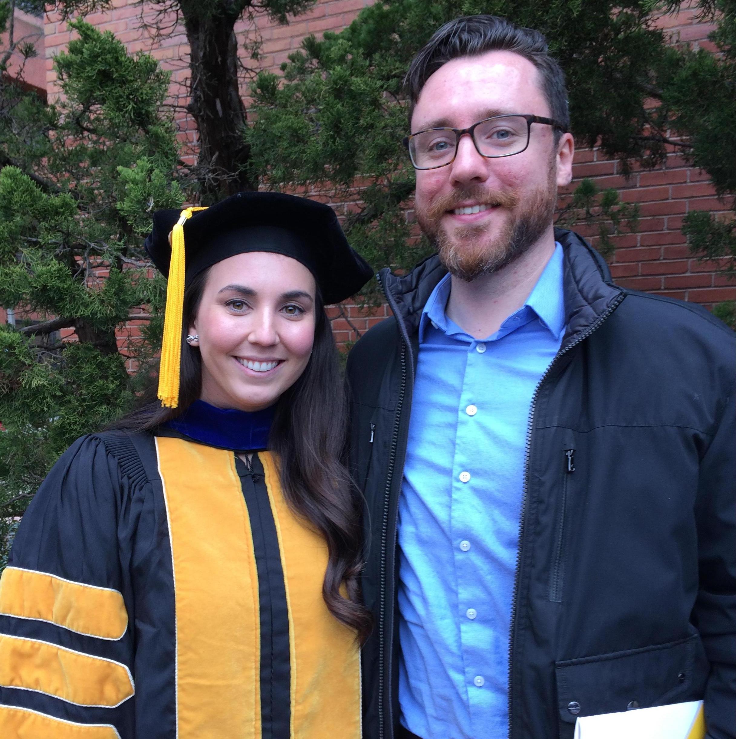 Mike supported Cassie as she finished her PhD, not an easy task for either of them!