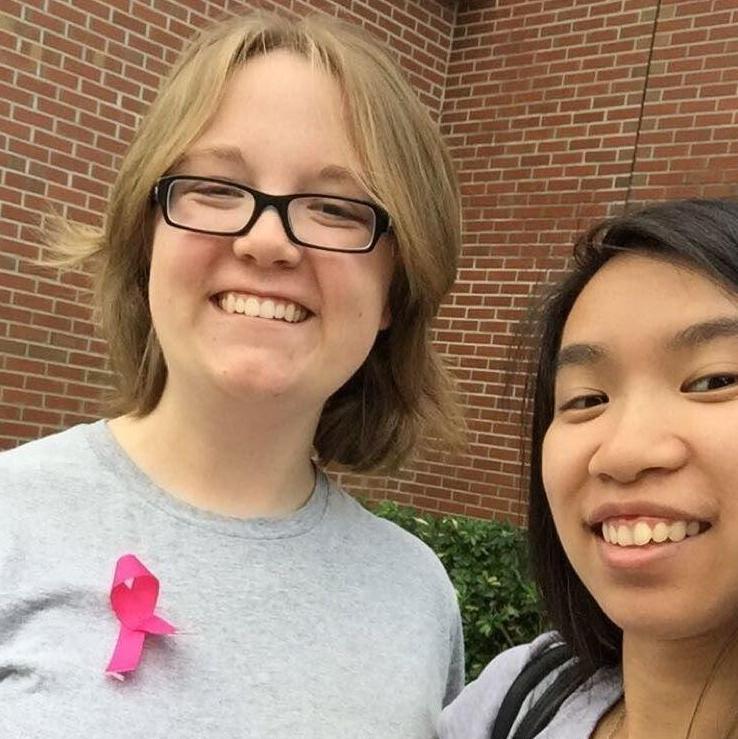 Jacqueline and Blessy promoting Breast Cancer Awareness.