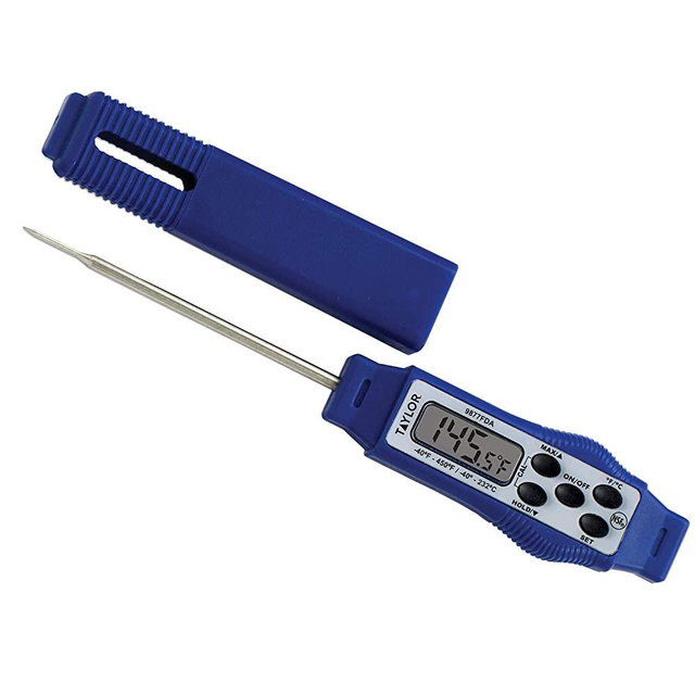 Taylor 9877FDA Compact Waterproof Digital Thermometer, 2.81" Stem length with an Fda Recommended 1.5mm Probe Diameter, Yellow