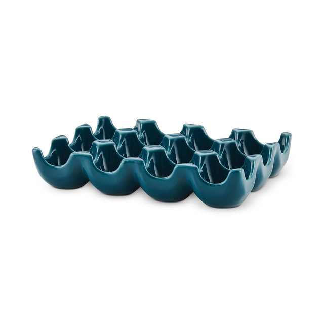 Rachael Ray Solid Glaze Ceramics Egg Tray, 12-Cup