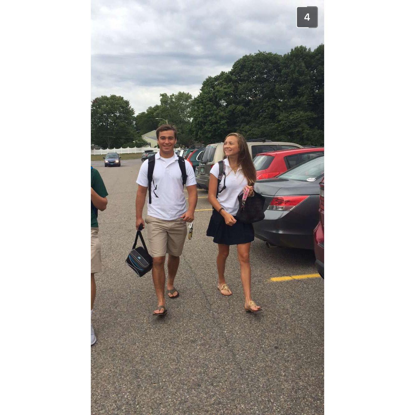 Meeting up in the Rice parking lot every morning before school