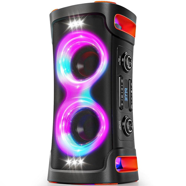 SunTrok Party Bluetooth Speaker: 300W Peak Powerful Loud Stereo Sound Deep Bass, Large Portable Wireless Speakers with Subwoofer, TWS Dynamic Light Show 15H Playtime for Outdoor Camping Backyard Beach