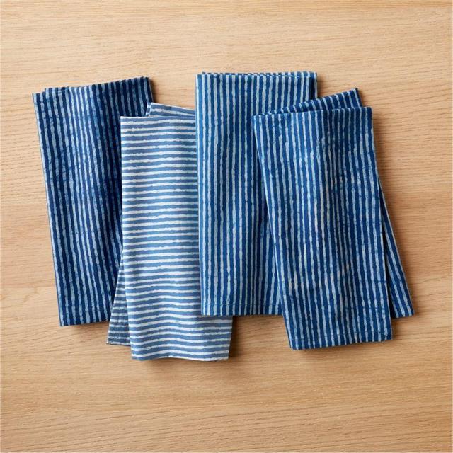 set of 4 indigo stripe napkins
