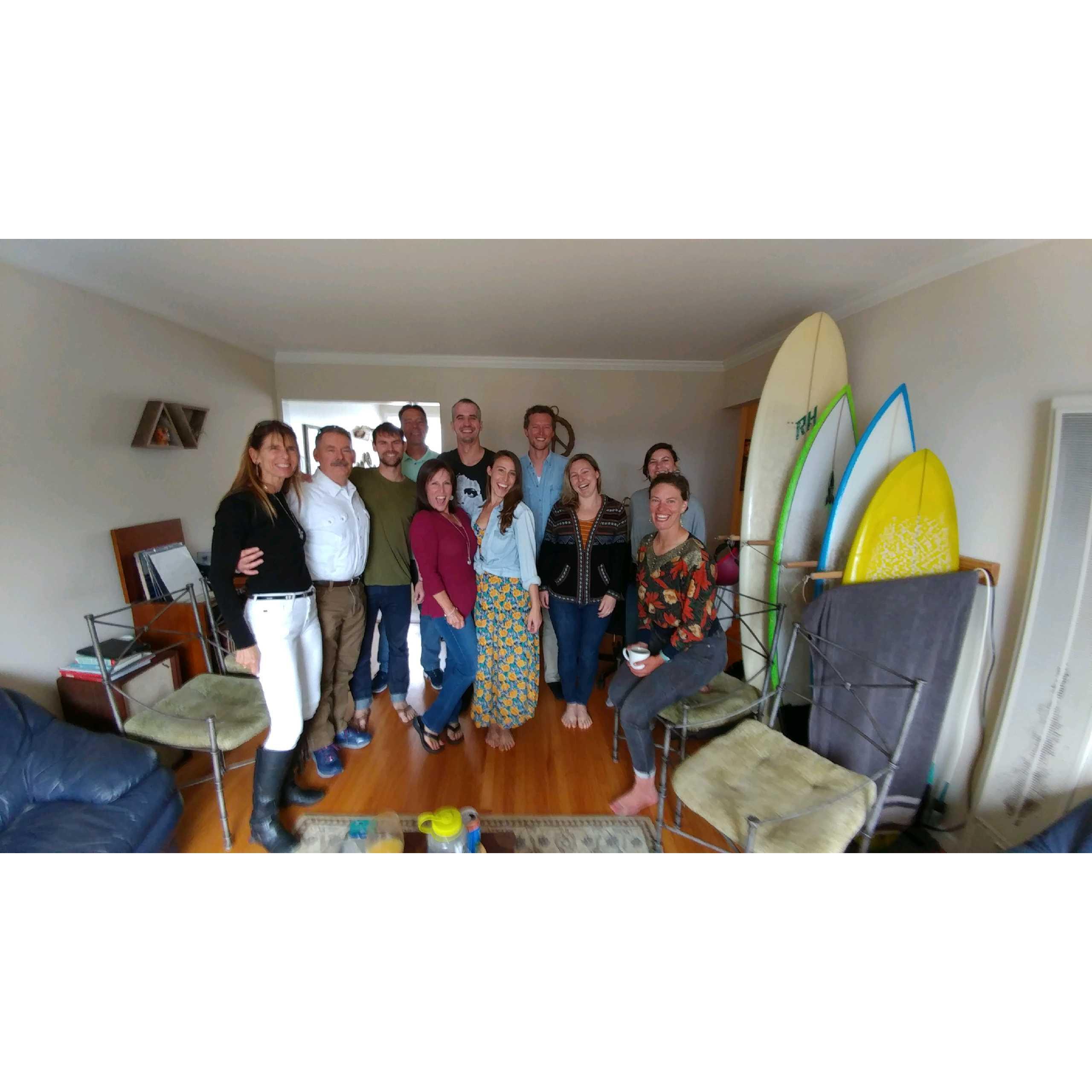 Friends and family in our little apartment!