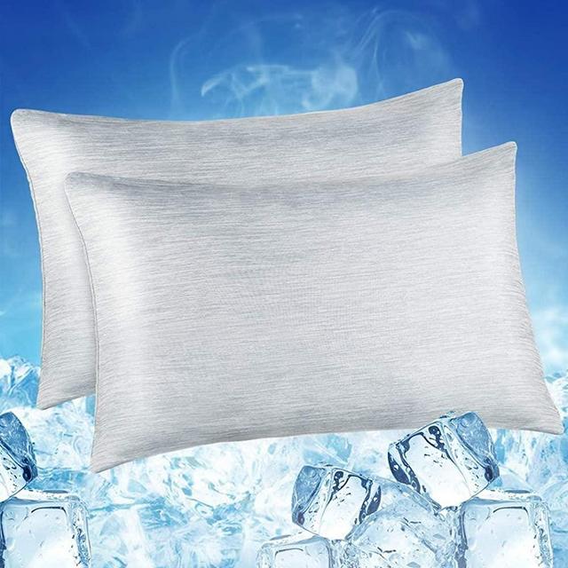 LUXEAR Pillowcase, 2 Pack Hidden Zipper Cooling Pillowcases with Double-Side Design [Oeko-TEX Certified], Anti-Static, Skin-Friendly, Breathable & Machine Washable Queen Size Pillow Cases - Gray