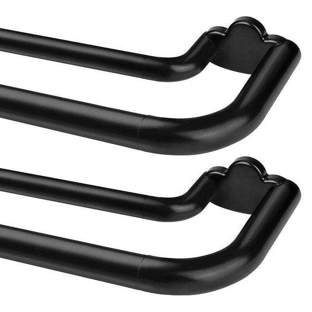 Double Curtain Rods 2 Pack 48 to 84 Inches, HOTOZON Blackout Double Curtain Rods for Windows 36 to 80 Inches (3-6.6 ft), 6/8 Inches Wrap Around Room Darkening Telescoping Drapery Rod, Black