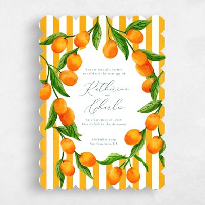 Orange Scalloped Wedding Invitation - Tropea Portrait