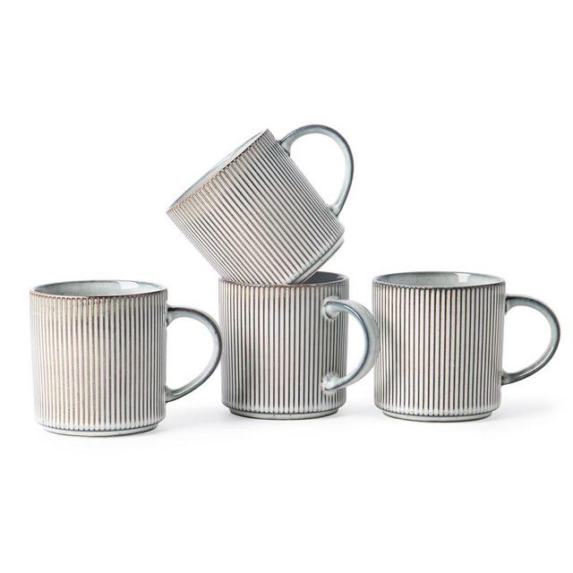 MONITO Coffee Mugs Set of 4, 16Oz Mugs Set, Ceramic Coffee Cups with Large Handles, Suitable for Lattes, Hot tea, Cappuccinos, Mochas, and Cocoa - Smoky Blue