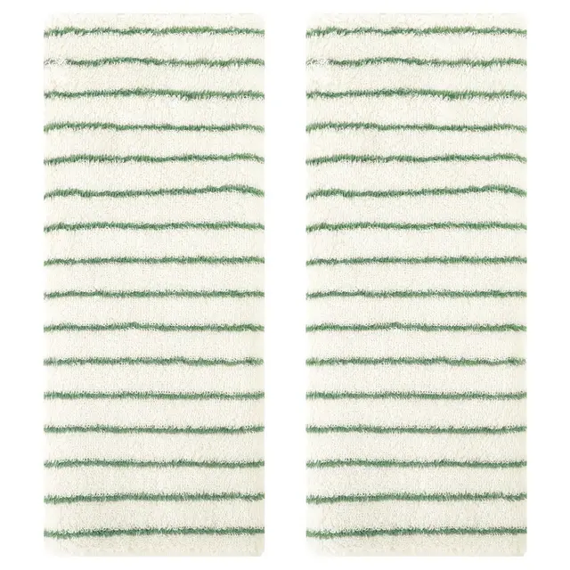 REGALWOVEN Stripe Pattern Cotton Soft Absorbent Durable Hand Towel 14" x 30" Light Green 2 Pcs