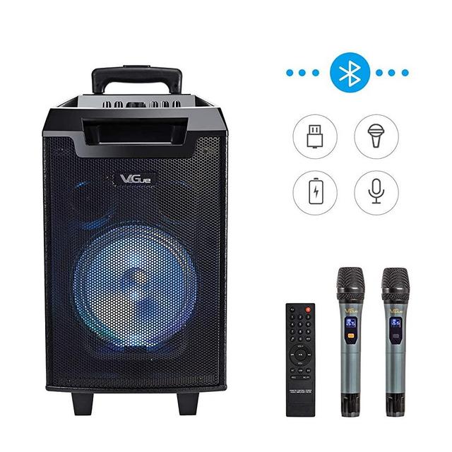 VeGue Karaoke Machine for Kids and Adults, Portable PA Speaker System with 8'' Woofer Bluetooth Speaker for Party, Meeting, Outdoor/Indoor Activities 160 W