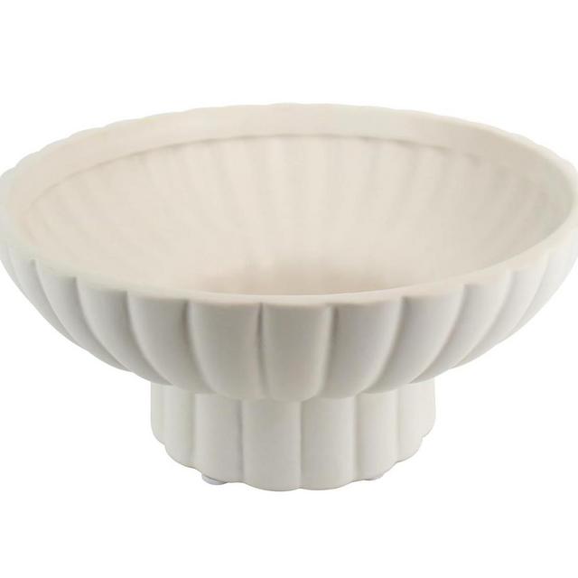 White Footed Fruit Bowl Ceramic Approx 8" for Home and Kitchen,Modern Pedestal Bowl,Versatile Catch All Key Dish for Home Organization and Home Decor